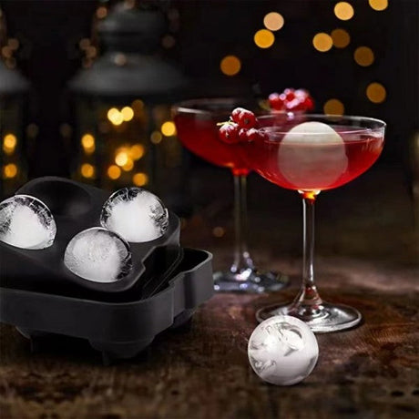 Four Compartment Soft Silicone Ice Ball Mold - Black - Shop N Save
