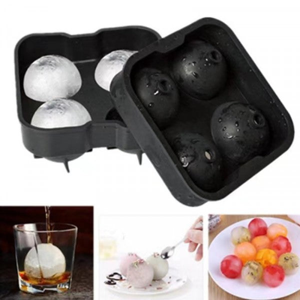Four Compartment Soft Silicone Ice Ball Mold - Black - Shop N Save