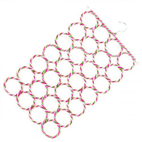 Circles Scarf Multi Rings Belt Tie Organizer Holder - White Pink