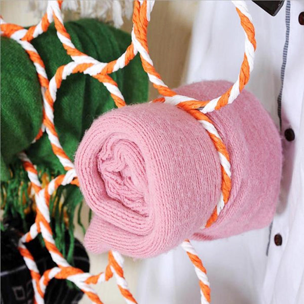 Circles Scarf Multi Rings Belt Tie Organizer Holder - White Pink