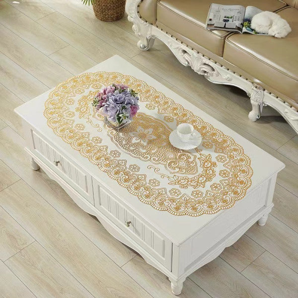 Waterproof Oilproof Decorative Vinyl Tablecloth - 60x120 CM - Golden