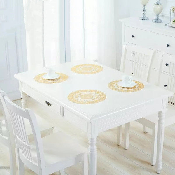 Round Insulation Non Slip Vinyl Decorative Table Mini Mat 30 CM - Golden - Shop N Save