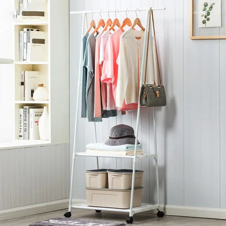 Multi-Function Triangle Clothes Floor Wheels Standing Rack - Shop N Save