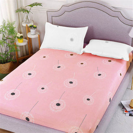 Elastic Easy Fitted Quality Fabric Bed Sheet Cover with 2 Pieces Pillow Cover Set Pink - 150 X 200cm- Light Pink