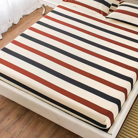 Colorful Stipes Design Elastic Bed Sheet Cover with 2 Pcs Pillow Covers - 150 X 200cm