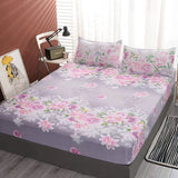 Elastic Easy Fitted Quality Fabric Bed Sheet Cover with 2 Pieces Pillow Covers - 150 X 200cm - Gray pink