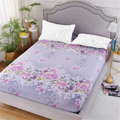 Elastic Easy Fitted Quality Fabric Bed Sheet Cover with 2 Pieces Pillow Covers - 150 X 200cm - Gray pink