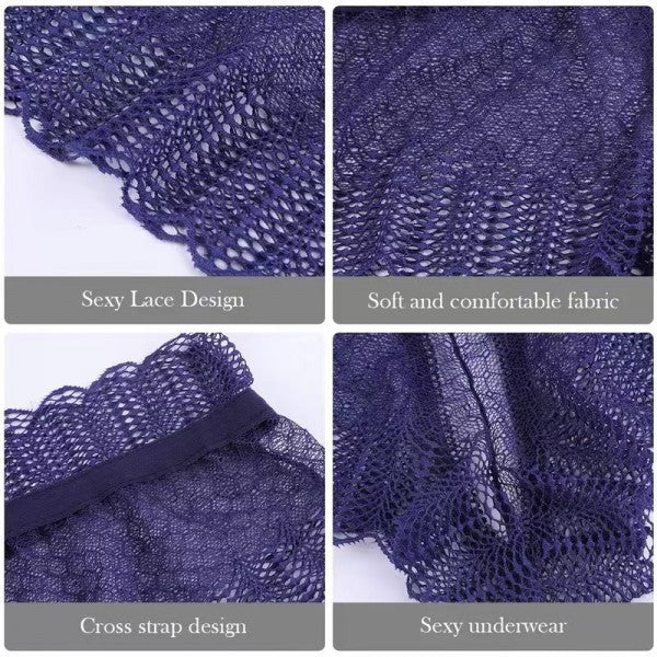 Breathable Lace Up Underwear Panties - Wine Red