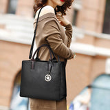 3 Pieces Zip Closure Large Capacity Women's Bag Set - Black