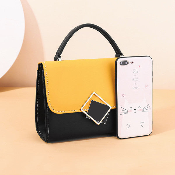 Girls Fashion Color Contrast Small Messenger Bag - Yellow Black - Shop N Save