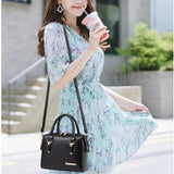 Women Elegant Floral Embroidered Fashion Handbag - Black