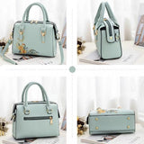 Women Elegant Floral Embroidered Fashion Handbag - Black