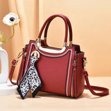 Women Large Capacity Ribbon Embroidery Thread Handbag - Wine Red
