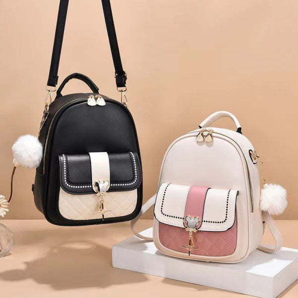 Girls Travelling Synthetic Backpack - Cream White
