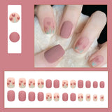 24 Pieces Sweet Tulip Removable Nail Art With Glue - Pink