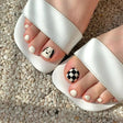 24 Pieces Girls Removable Cute Feet Nails Set With Glue - Black &amp; White - Shop N Save