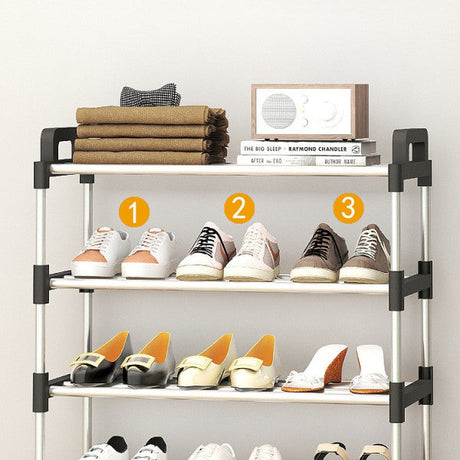 Three Layer Stainless Steel Easy Assembling Shoe Storage Rack - Black Silver - Shop N Save