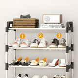 Five Layer Stainless Steel Easy Assembling Shoe Storage Rack - Black Silver - Shop N Save
