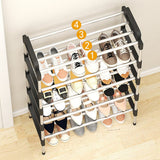 Five Layer Stainless Steel Easy Assembling Shoe Storage Rack - Black Silver - Shop N Save