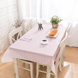 Waterproof Simple Oilproof Lattice Table Cloth - 137x137 CM - Pink