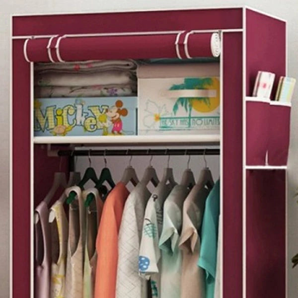 Dust And Moisture Proof Large Capacity Storage Wardrobe - Wine Red