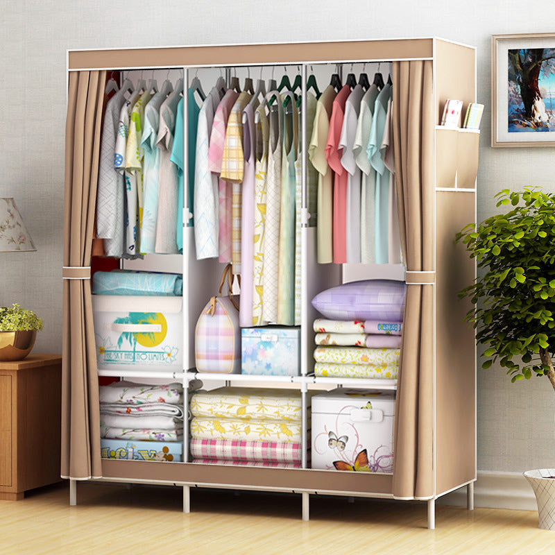 High Capacity Dustproof Household Clothes Storage Wardrobe - Wine Red