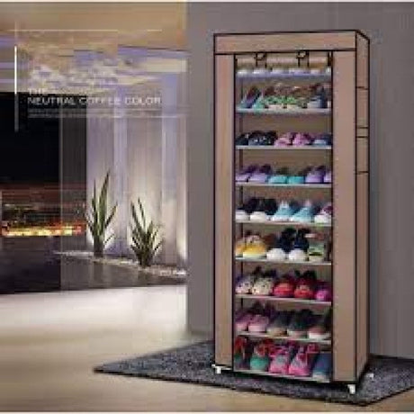 9 Layer Simple Dustproof Storage Shoe Cabinet Rack - Blue - Shop N Save