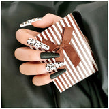 Leopard Print Two Tone Fake Nails - MultiColor