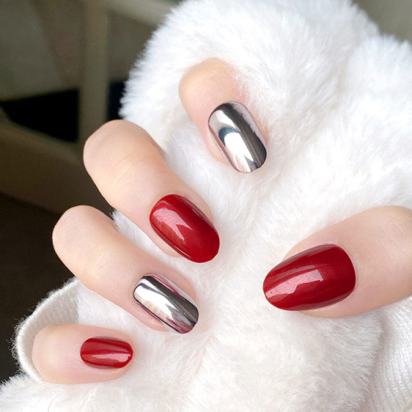 Glossy Contrast Wearable Party Fake Nails - MultiColor