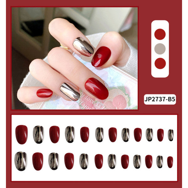 Glossy Contrast Wearable Party Fake Nails - MultiColor