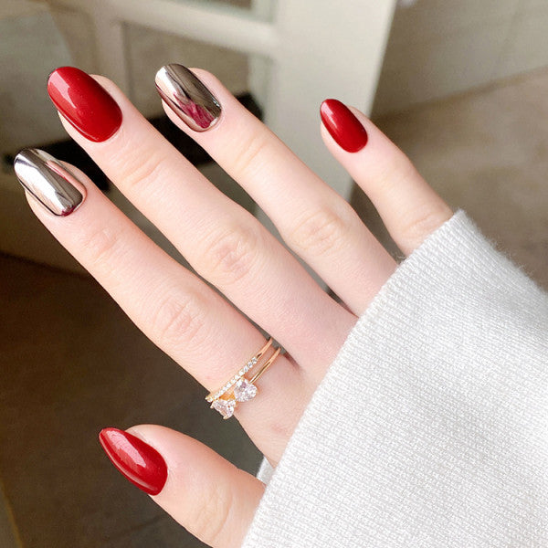 Glossy Contrast Wearable Party Fake Nails - MultiColor