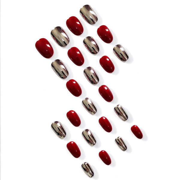 Glossy Contrast Wearable Party Fake Nails - MultiColor