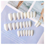 Glossy Pointed Party Adhesive Fake Nails - White