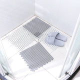 4 Pcs Set Hollow Anti Slip Bathroom Floor Rubber Tiles -  Gray White