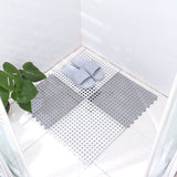 4 Pcs Set Hollow Anti Slip Bathroom Floor Rubber Tiles -  Gray White