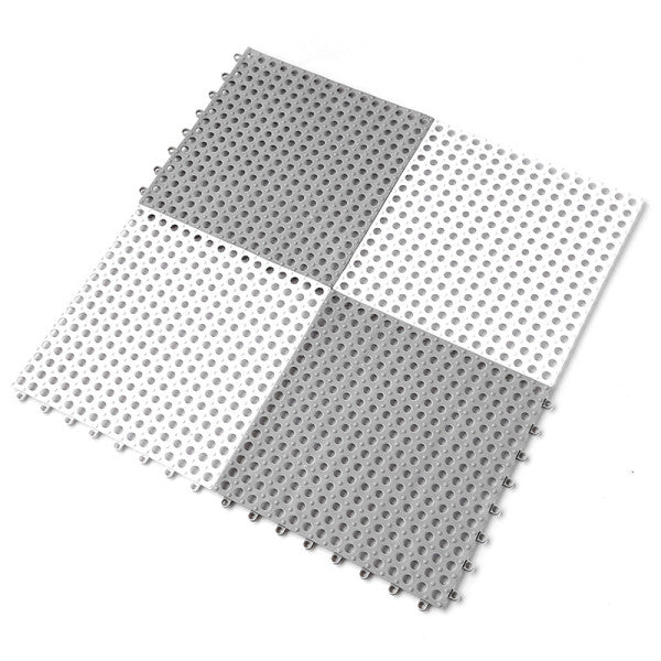 4 Pcs Set Hollow Anti Slip Bathroom Floor Rubber Tiles -  Gray White