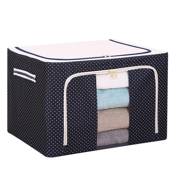 Polka Dots Zipper Closure Blanket Bedsheet Storage Pouch Bag - Dark Blue