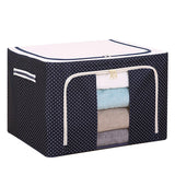 Polka Dots Zipper Closure Blanket Bedsheet Storage Pouch Bag - Dark Blue