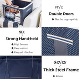Polka Dots Zipper Closure Blanket Bedsheet Storage Pouch Bag - Dark Blue