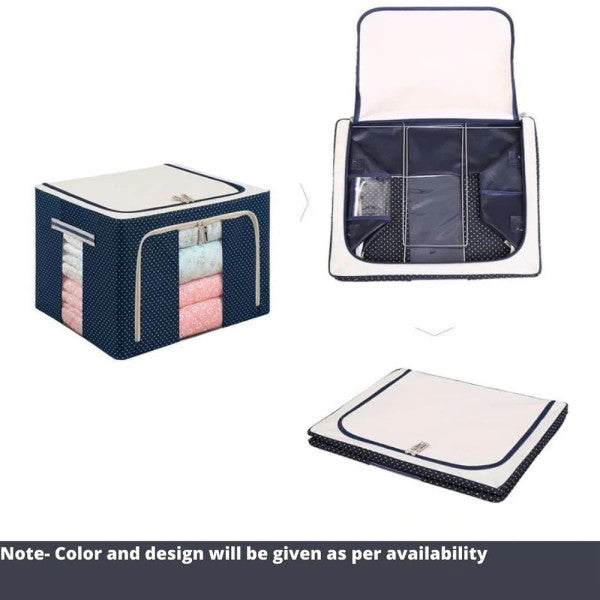 Polka Dots Zipper Closure Blanket Bedsheet Storage Pouch Bag - Dark Blue