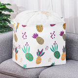 Large Capacity Foldable Drawstring Laundry Basket With Handle - White Multi Color