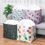 Large Capacity Foldable Drawstring Laundry Basket With Handle - Pink Multi Color