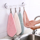 2PCs Hanging Kitchen Towel Lint-Free Absorbent Dish Cloth - Pink