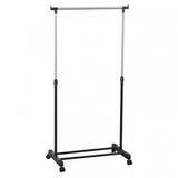 Movable Portable Pole Telescopic Clothes Rack With Wheels