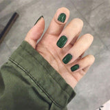 24 PCs Set Glossy Press On Nails Brown Short Fake Nails - Green - Shop N Save