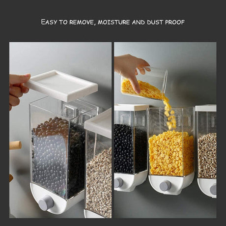 Push Button Wall Mounted Pulses Beans Rice Storage Dispenser - Shop N Save
