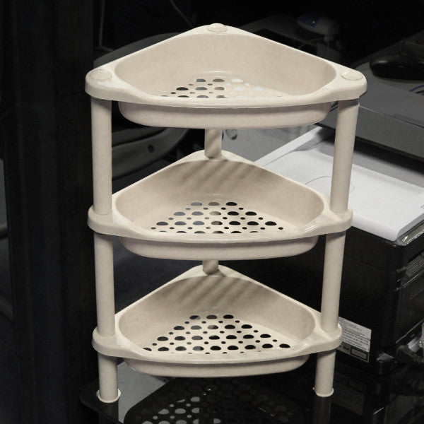 Three Layer Triangle Shaped Corner Rack - Beige - Shop N Save