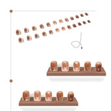 Checks Print Contrast 12 PCs Party Wear Fake Nails Set - BROWN WHITE