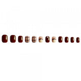 Geo Print Short Length Shiny Fake Nails 12 PCs Set - Multicolor