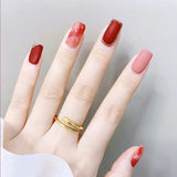 Multi Reddish Tone Medium Length 12 PCs Fake Nails Set - Red Multicolor - Shop N Save